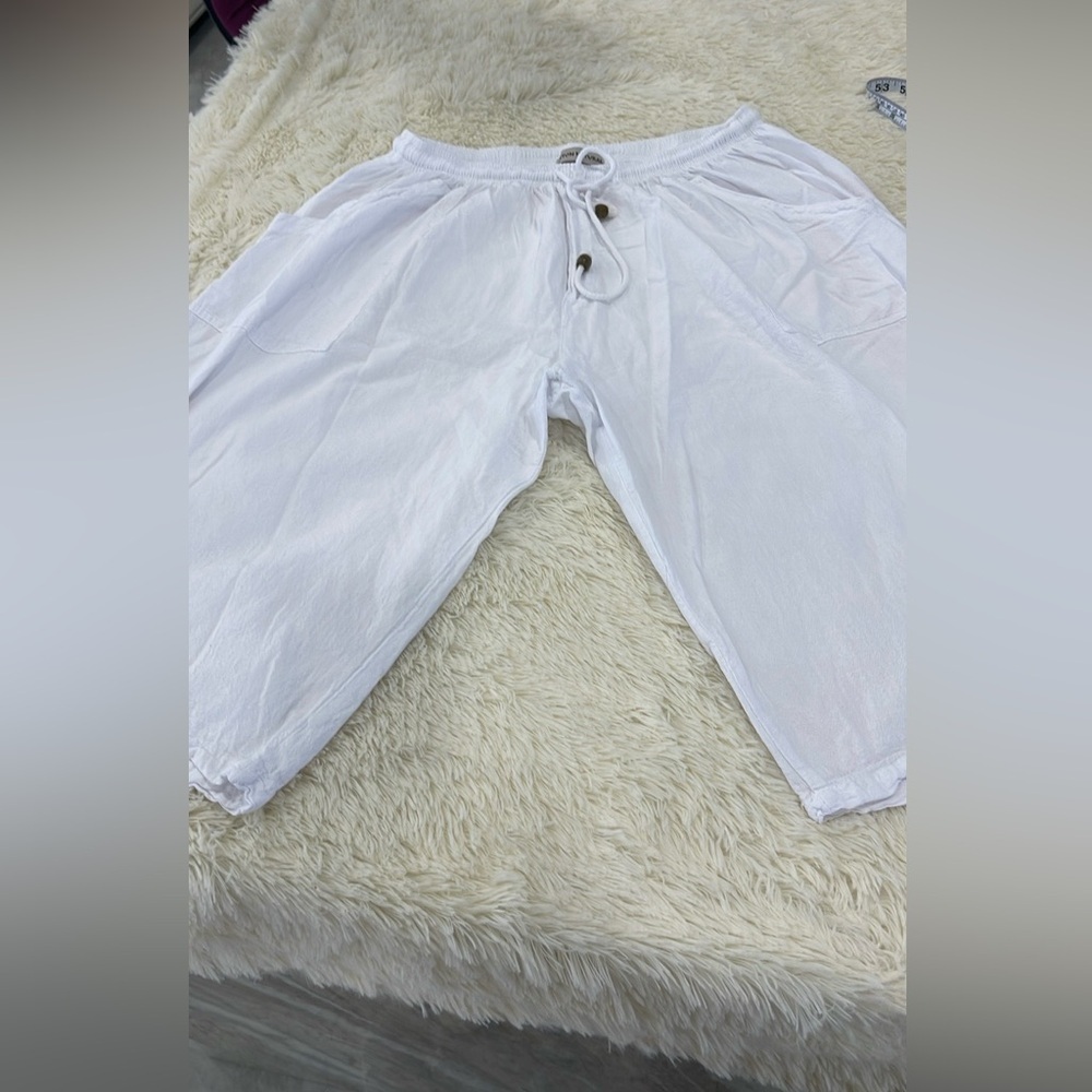 Kids White Drawstring Pants